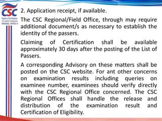 nlist csc|Examinees may .